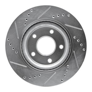Nissan Juke Brake Rotor (1) - Front Right - R1 Concepts - Drilled & Slotted - Silver - `11-`19